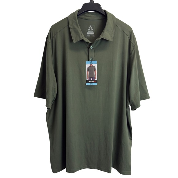 Gerry Tops - NEW Gerry Mens 3XL Olive Green Short Sleeve Polo Shirt Performance Stretch